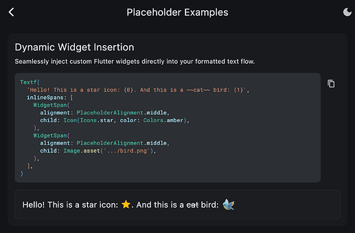 Textf Dynamic Widget Insertion