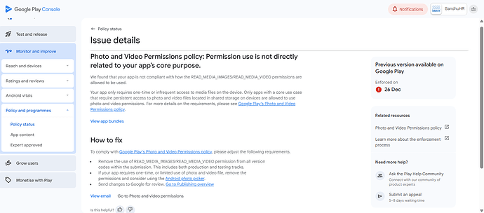 Bandhu play console issue